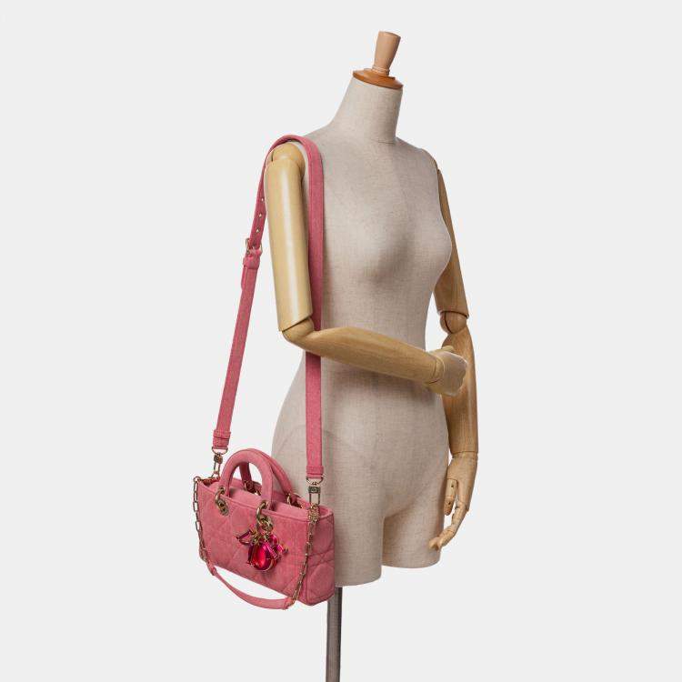 Pre Owned Dior Pink Medium Denim Macrocannage Lady D Joy