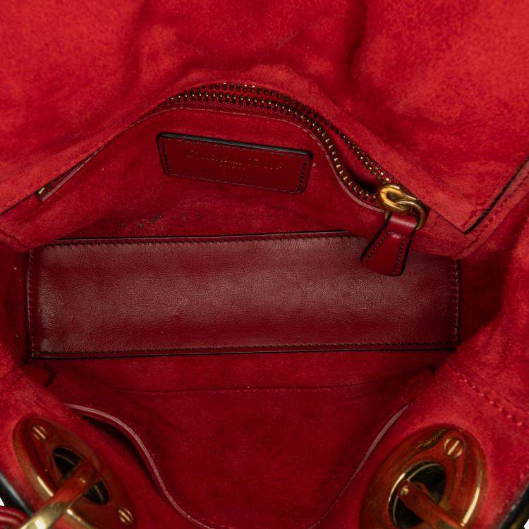 Pre Owned Dior Red Mini Lambskin Cannage Studded Supple Lady Dior