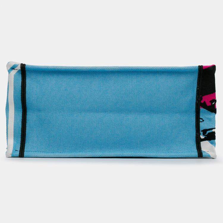 Pre Owned Dior Blue Medium Embroidered Canvas Zebra D Jungle Pop Book Tote