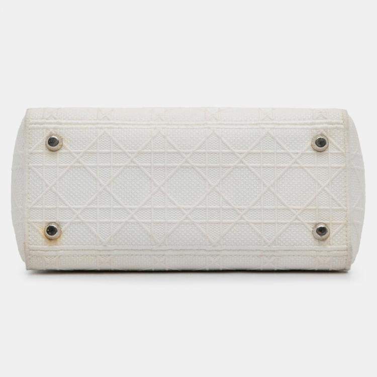 Pre Owned Dior White Medium Cannage Lady D-Lite