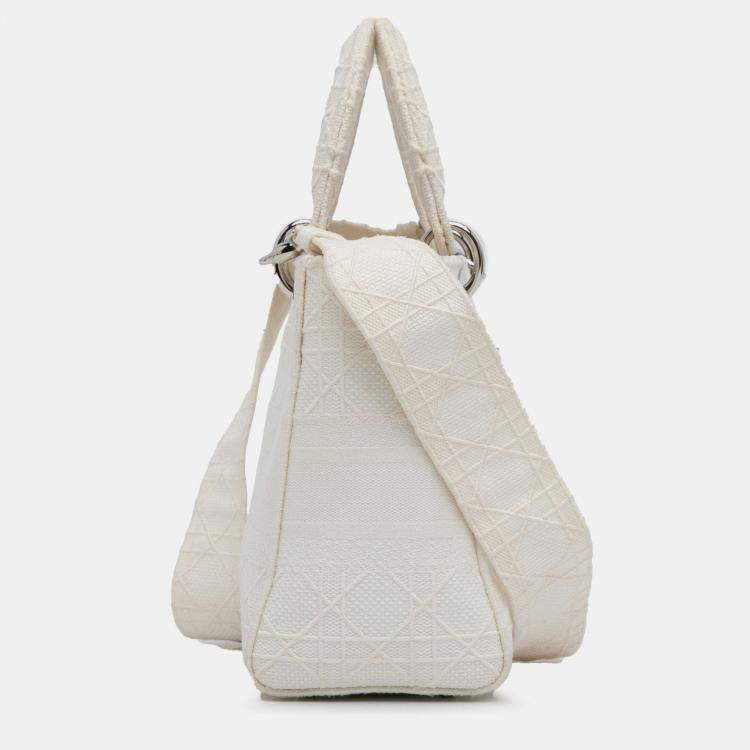 Pre Owned Dior White Medium Cannage Lady D-Lite