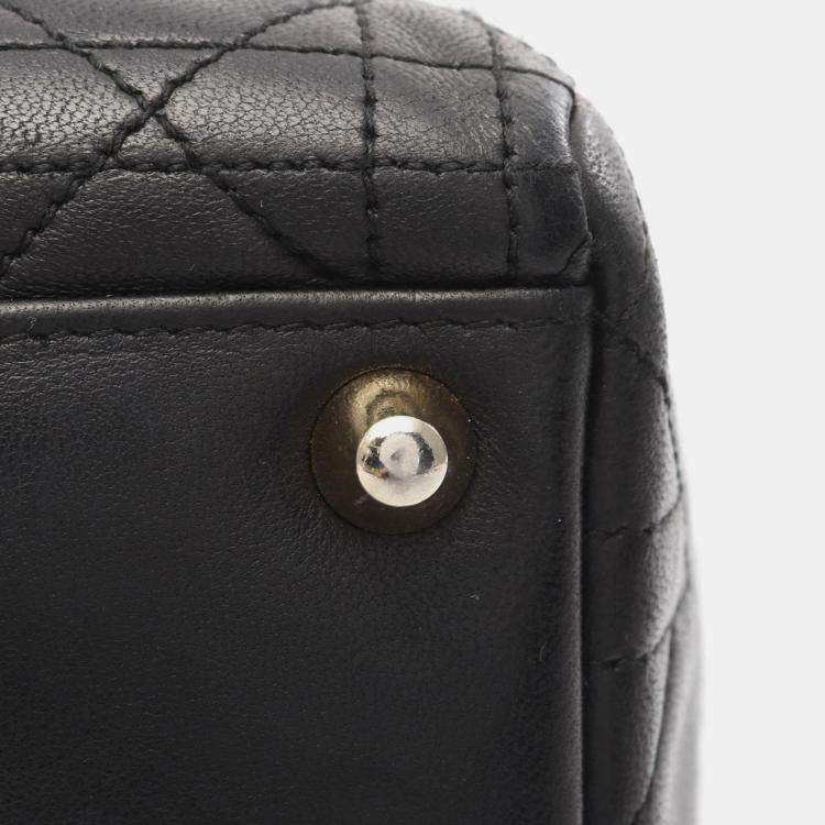 Pre Owned Dior Black Large Lambskin Cannage Lady Dior