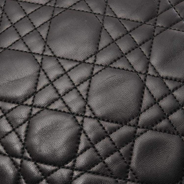 Pre Owned Dior Black Large Lambskin Cannage Lady Dior