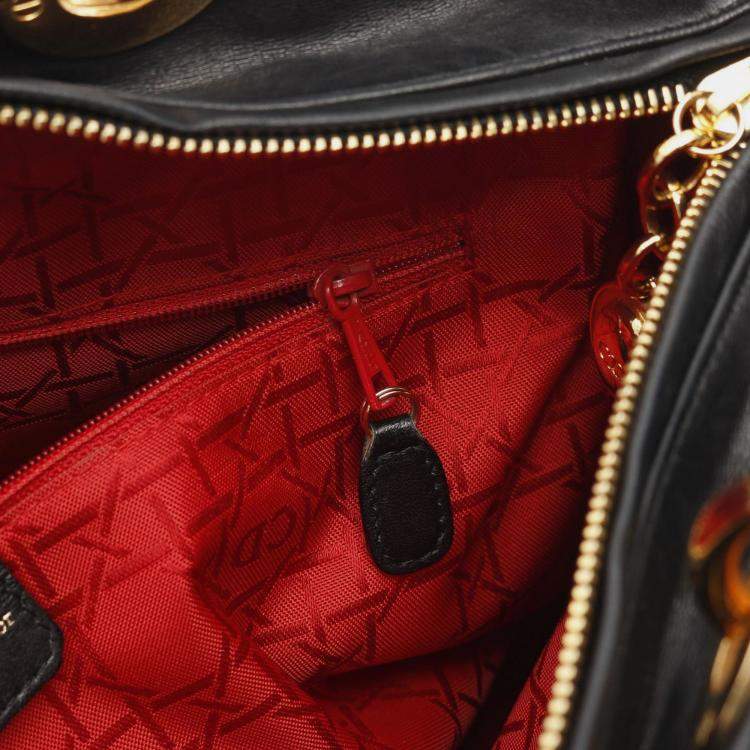 Pre Owned Dior Black Large Lambskin Cannage Lady Dior