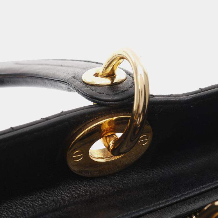 Pre Owned Dior Black Large Lambskin Cannage Lady Dior