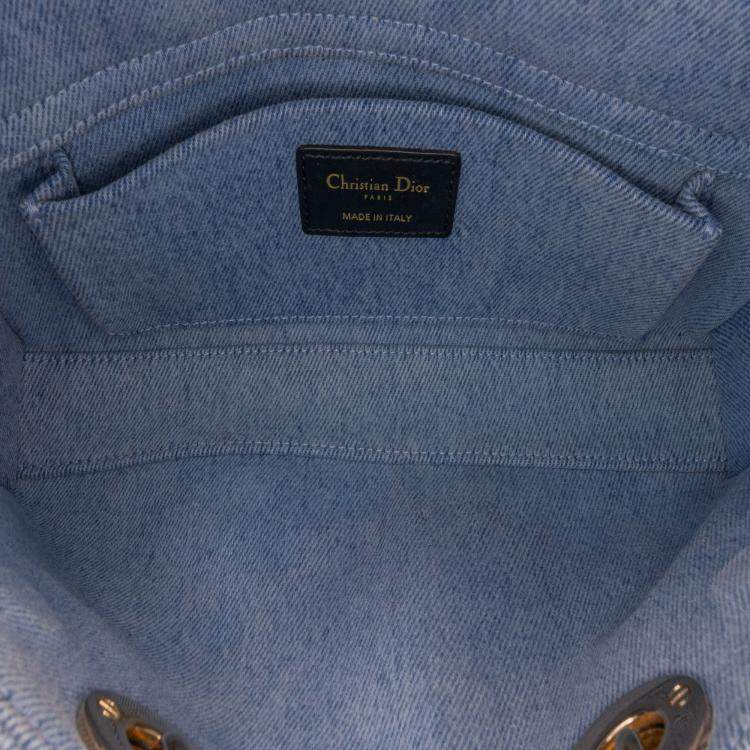 Pre Owned Dior Blue Small Denim Macrocannage Lady D Joy