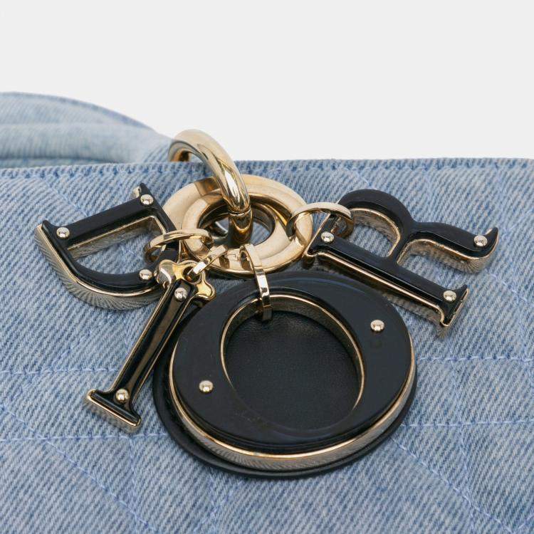 Pre Owned Dior Blue Small Denim Macrocannage Lady D Joy