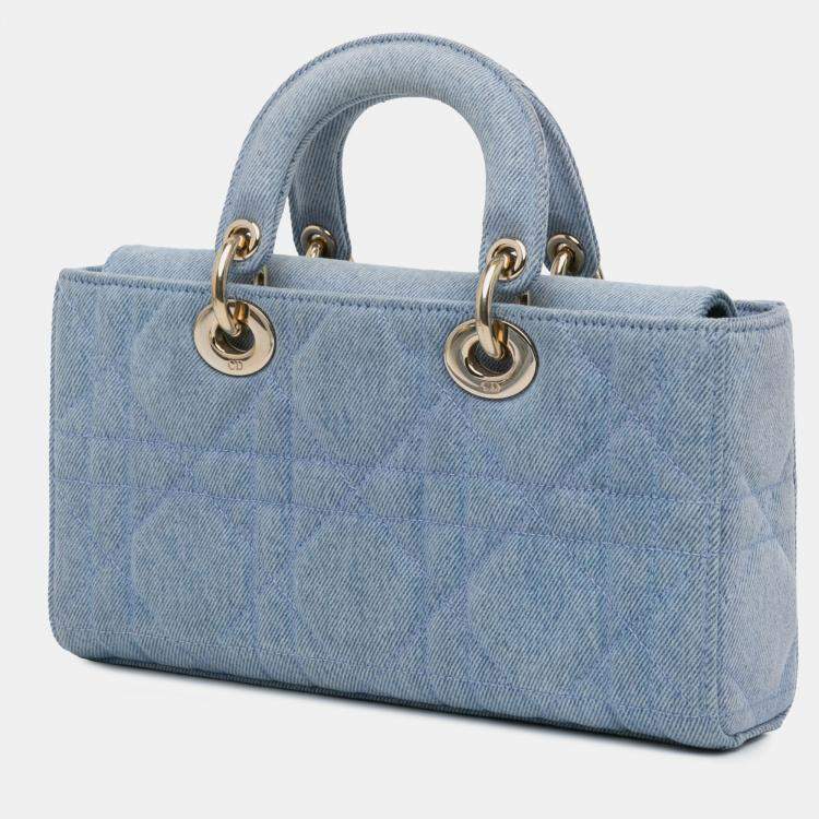Pre Owned Dior Blue Small Denim Macrocannage Lady D Joy
