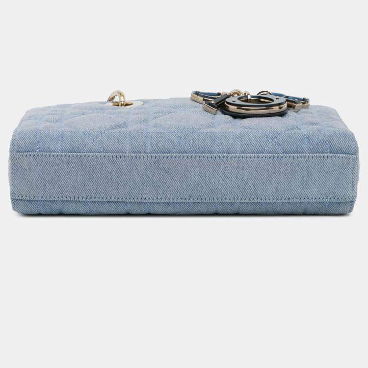 Pre Owned Dior Blue Small Denim Macrocannage Lady D Joy