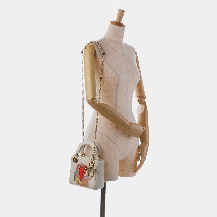 Pre Owned Dior White Niki De Saint Phalle Mini Calfskin Dioramour Lady Dior