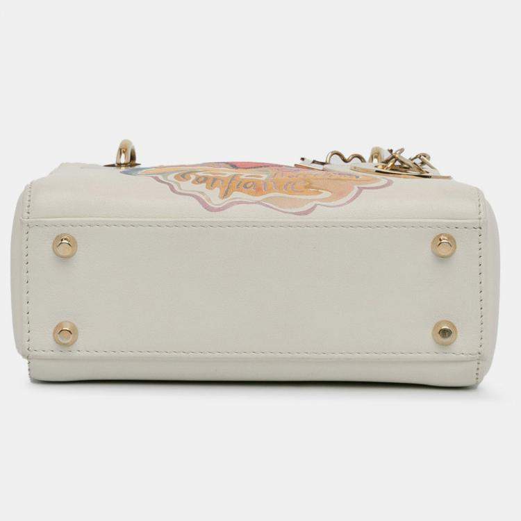 Pre Owned Dior White Niki De Saint Phalle Mini Calfskin Dioramour Lady Dior