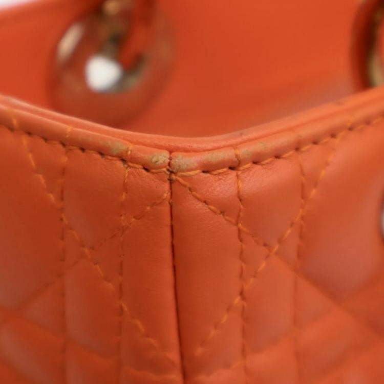 Pre Owned Medium Lambskin Cannage Lady Dior