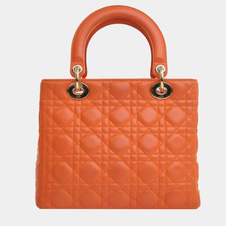 Pre Owned Medium Lambskin Cannage Lady Dior