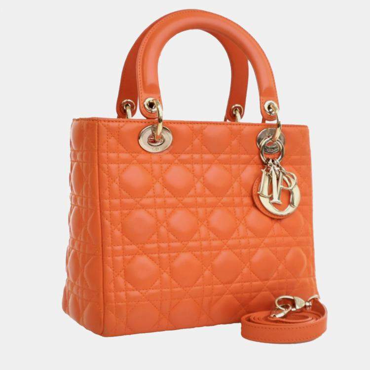 Pre Owned Medium Lambskin Cannage Lady Dior