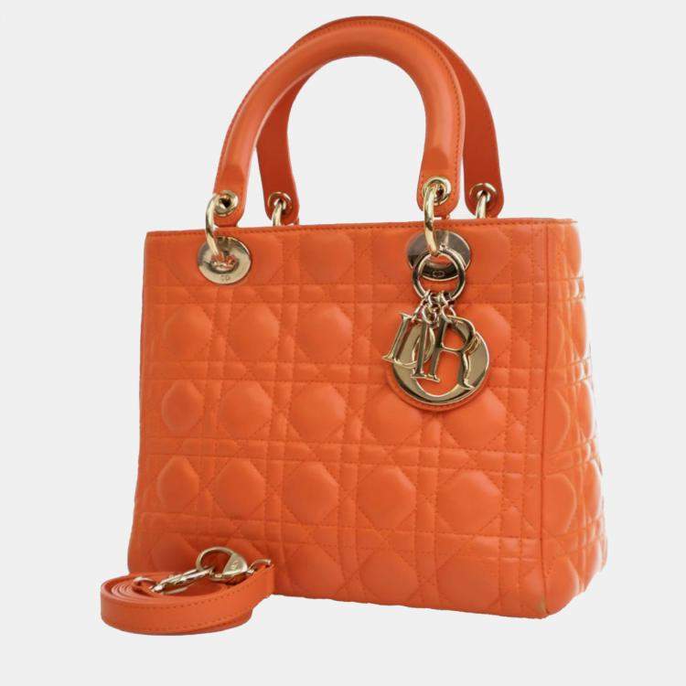 Pre Owned Medium Lambskin Cannage Lady Dior