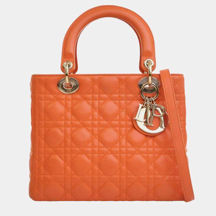 Pre Owned Medium Lambskin Cannage Lady Dior