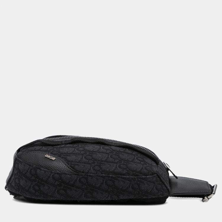 Pre Owned Dior Black Oblique Scarab Sling