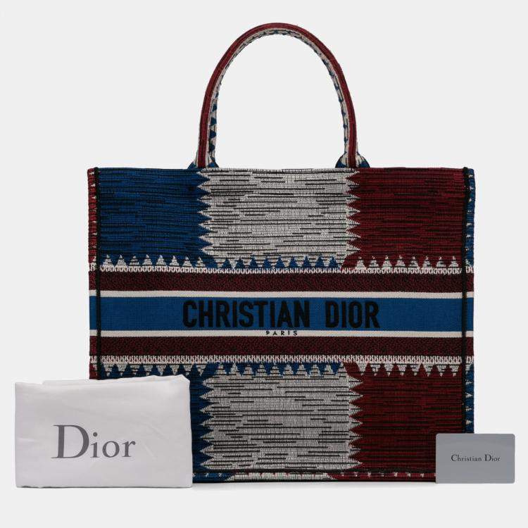 Pre Owned Dior Blue Large French Flag Book Tote
