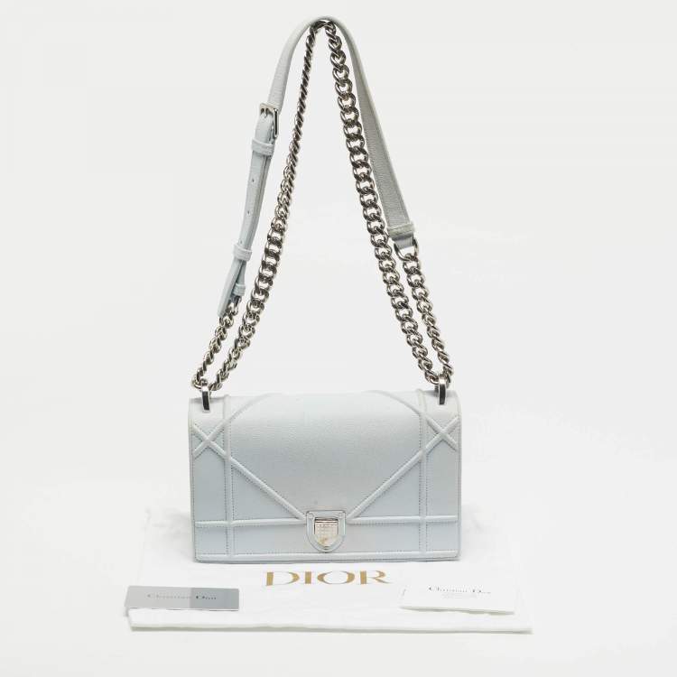 Pre Owned Dior Light Blue Leather Small Diorama Shoulder Bag