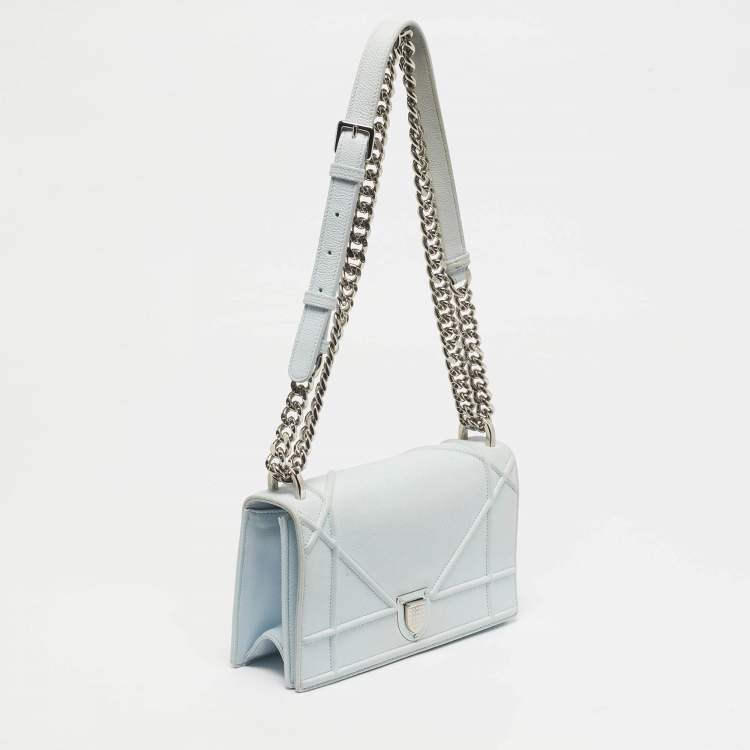 Pre Owned Dior Light Blue Leather Small Diorama Shoulder Bag