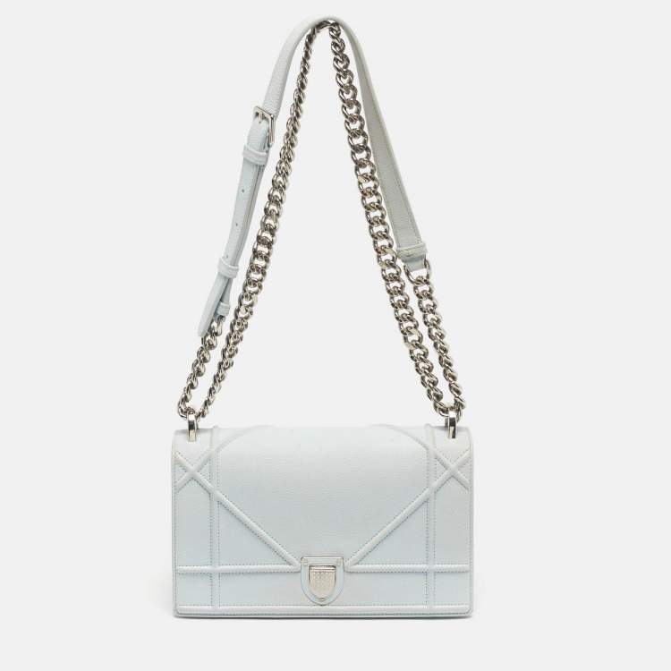 Pre Owned Dior Light Blue Leather Small Diorama Shoulder Bag