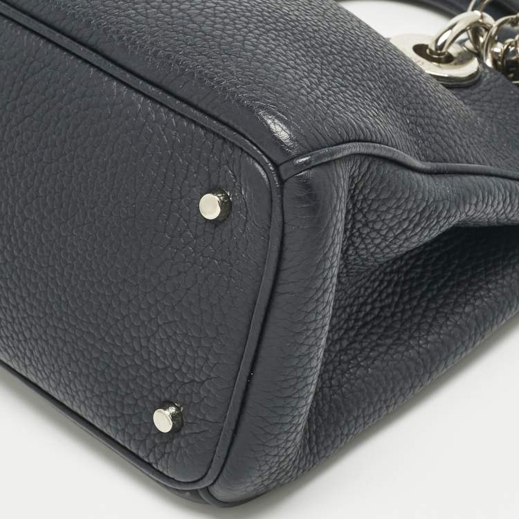 Pre Owned Dior Dark Blue Leather Mini Diorissimo Tote