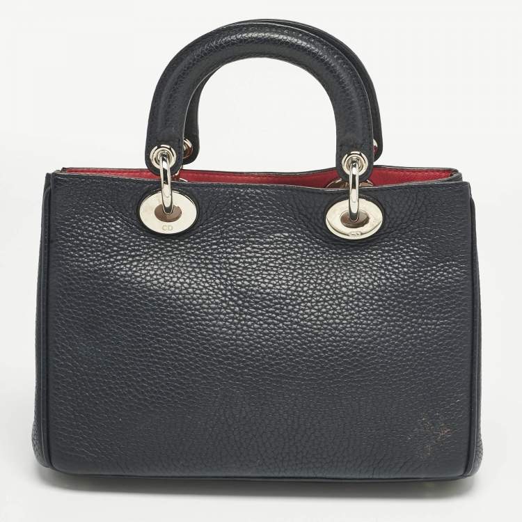 Pre Owned Dior Dark Blue Leather Mini Diorissimo Tote