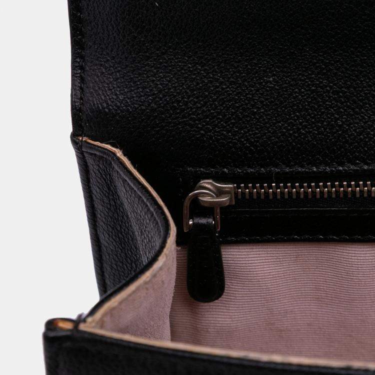 Pre Owned Dior Black Medium Grained Calfskin Diorama Flap