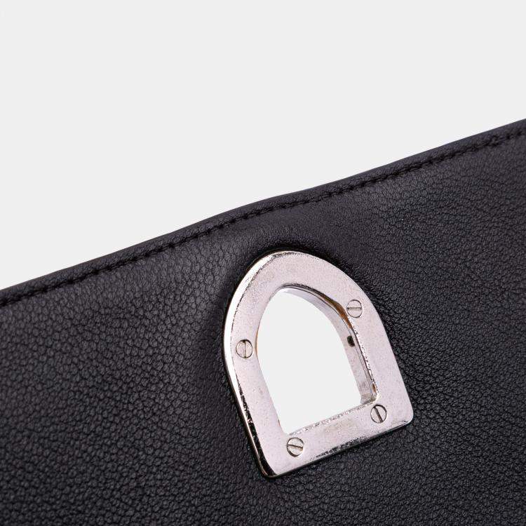 Pre Owned Dior Black Medium Grained Calfskin Diorama Flap