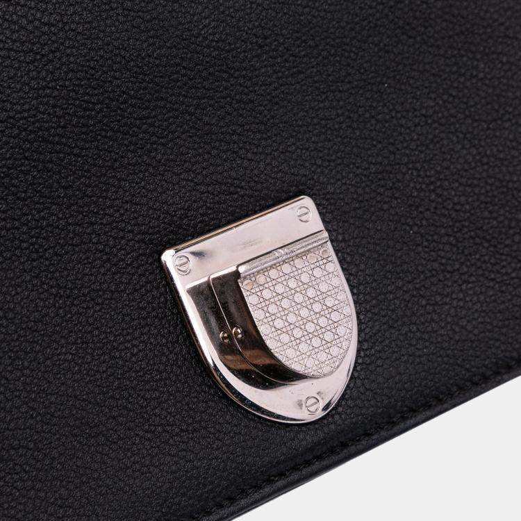 Pre Owned Dior Black Medium Grained Calfskin Diorama Flap