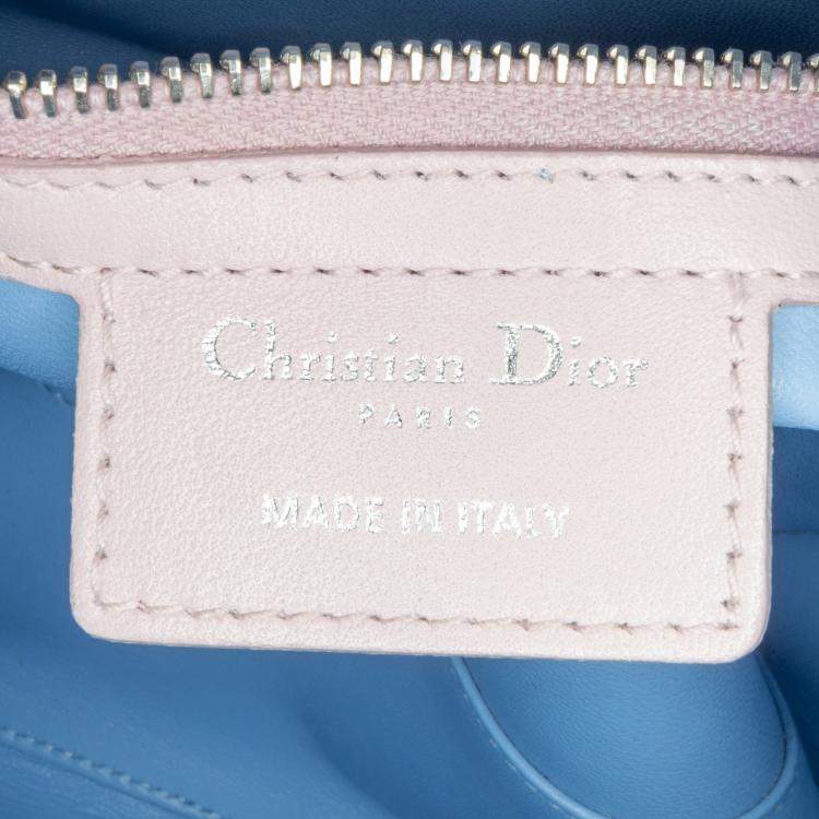 Pre Owned Dior Red/Blue Medium Lambskin Cannage Lady Dior