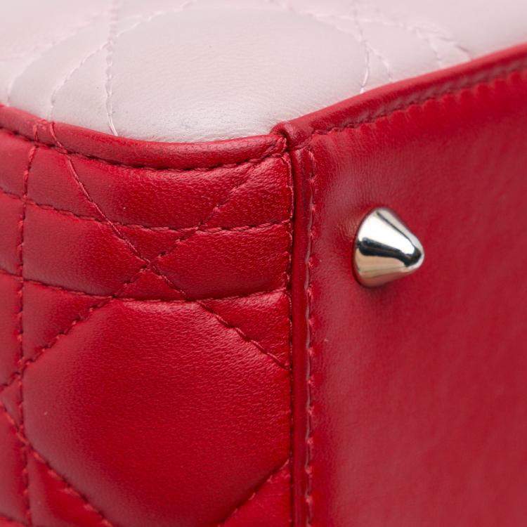 Pre Owned Dior Red/Blue Medium Lambskin Cannage Lady Dior