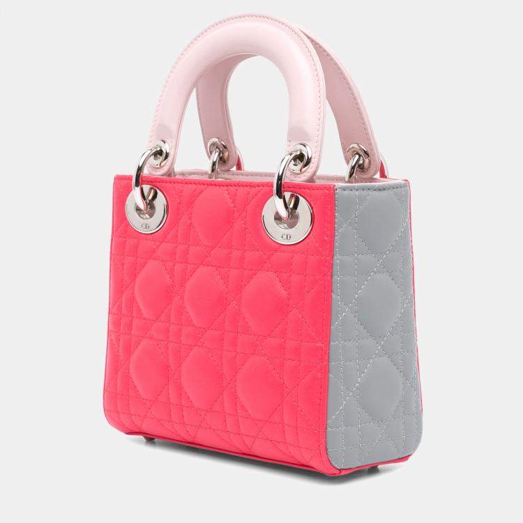 Pre Owned Dior Multicolor Mini Tricolor Lambskin Cannage Lady Dior