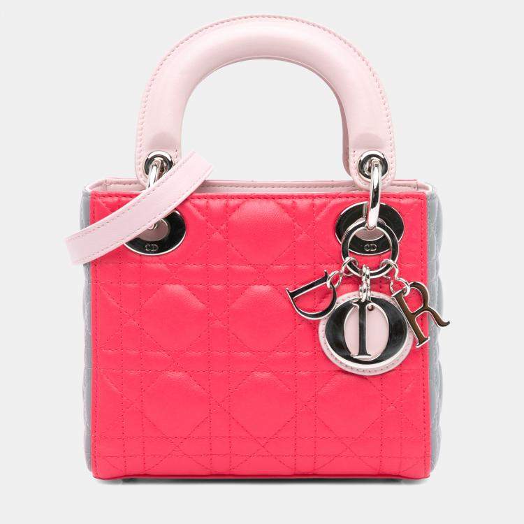 Pre Owned Dior Multicolor Mini Tricolor Lambskin Cannage Lady Dior