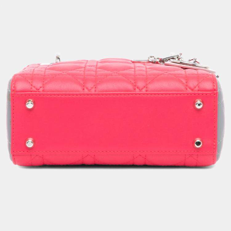 Pre Owned Dior Multicolor Mini Tricolor Lambskin Cannage Lady Dior