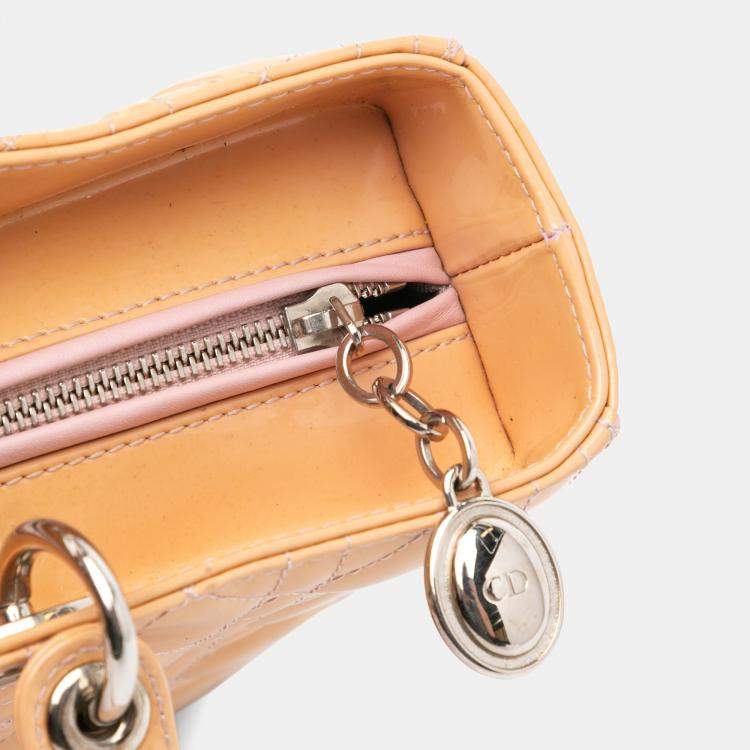 Pre Owned Dior Brown Large Patent Cannage Lady Dior