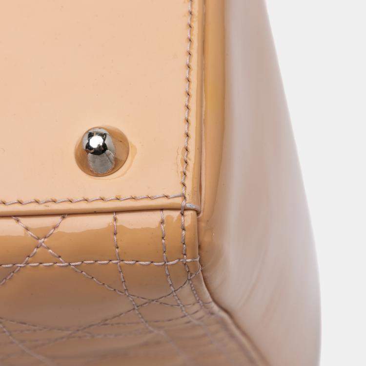 Pre Owned Dior Brown Large Patent Cannage Lady Dior
