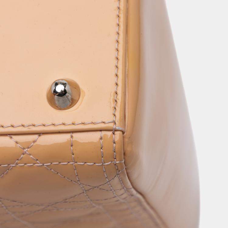 Pre Owned Dior Brown Large Patent Cannage Lady Dior