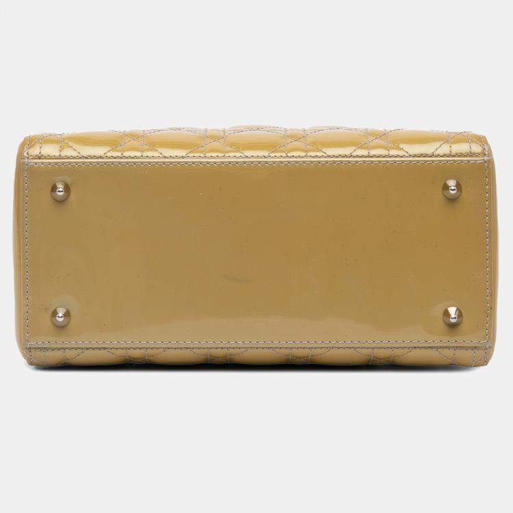 Pre Owned Dior Brown Medium Patent Cannage Lady Dior
