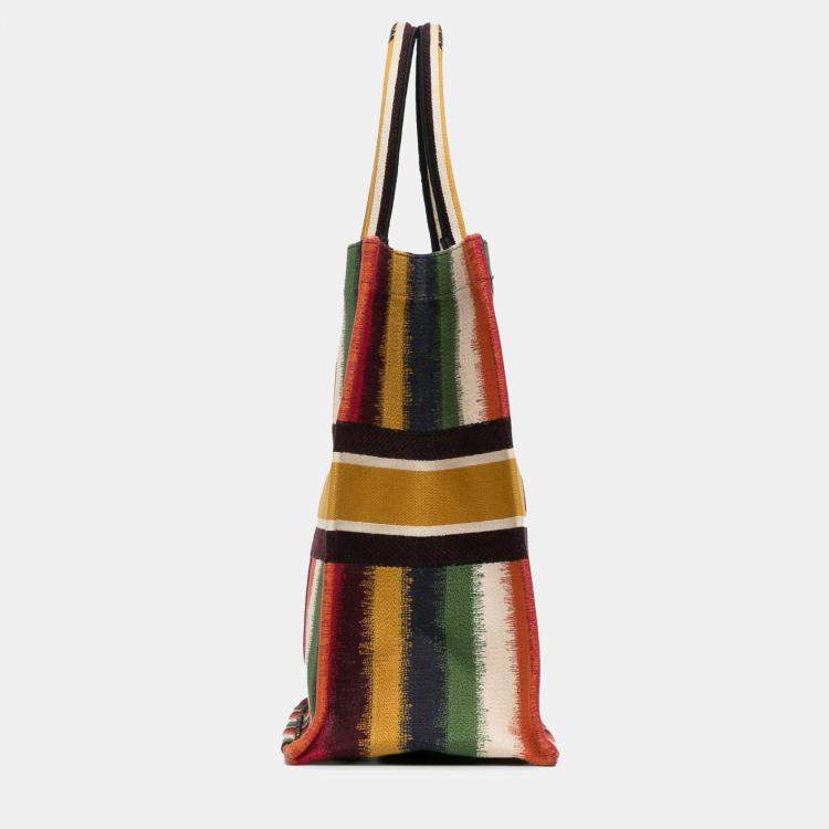Pre Owned Dior Multicolor/Yellow Large Striped Book Tote
