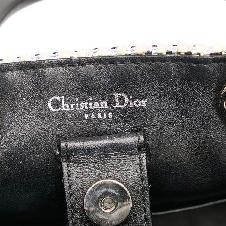 Pre Owned Dior Silver Small Tweed Patch Diorissimo Tote