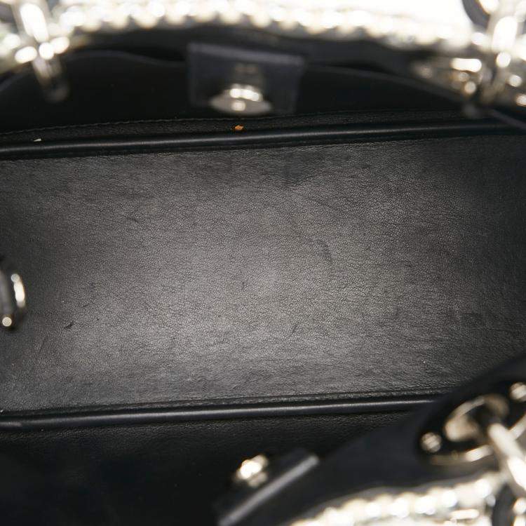 Pre Owned Dior Silver Small Tweed Patch Diorissimo Tote