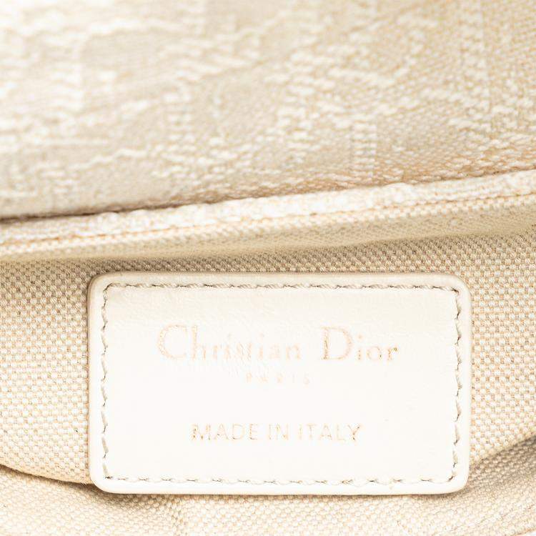 Pre Owned Dior White Mini Oblique Canvas Saddle Bag