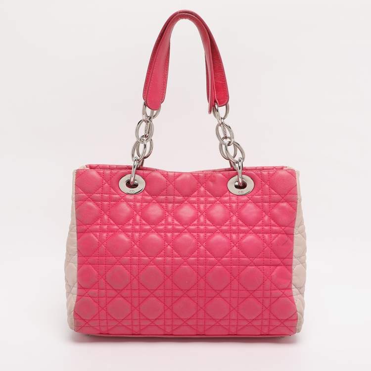 Pre Owned Dior Pink Cannage Leather Small Soft Lady Dior Tote