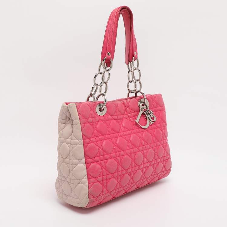 Pre Owned Dior Pink Cannage Leather Small Soft Lady Dior Tote