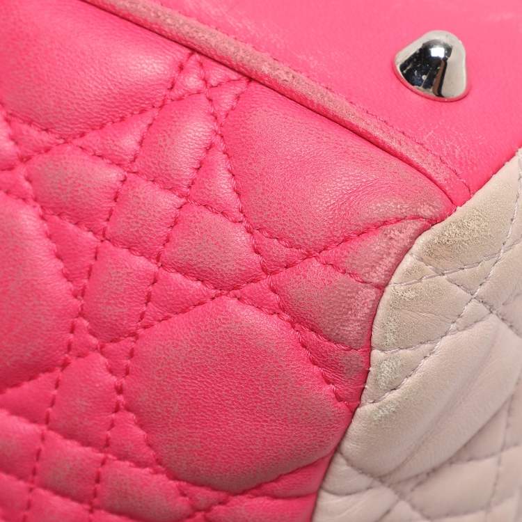 Pre Owned Dior Pink Cannage Leather Small Soft Lady Dior Tote