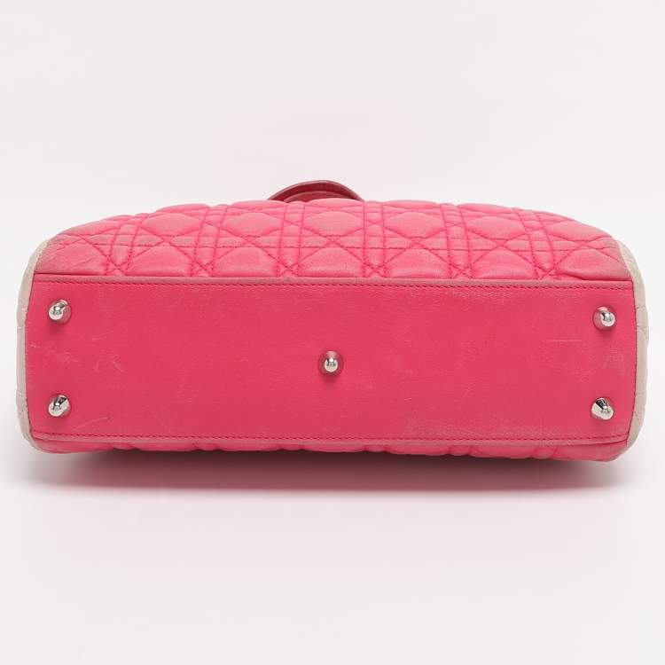 Pre Owned Dior Pink Cannage Leather Small Soft Lady Dior Tote