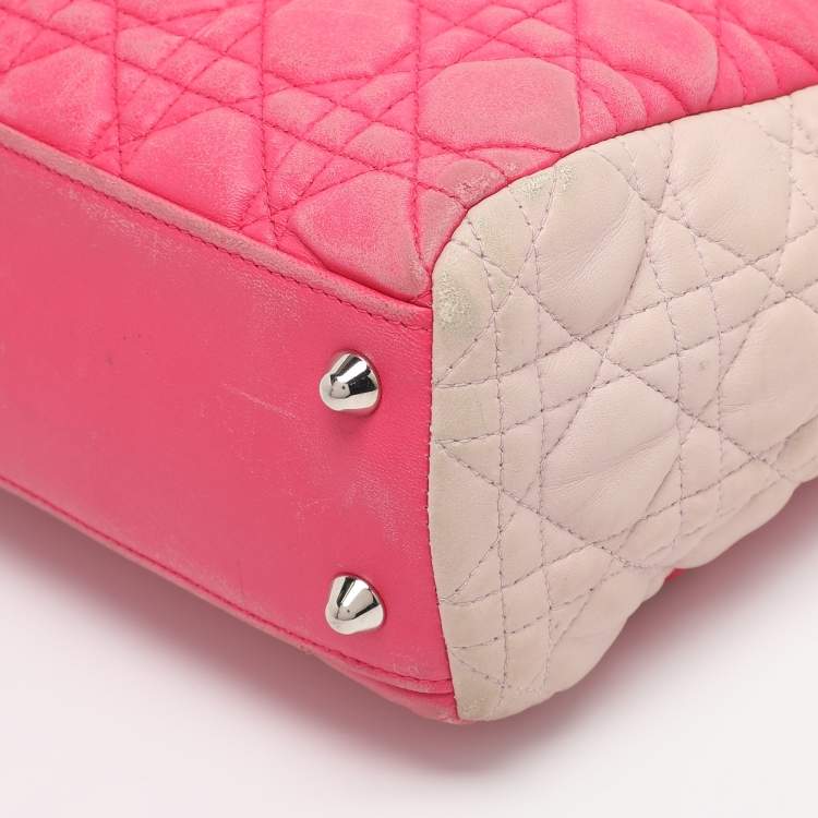 Pre Owned Dior Pink Cannage Leather Small Soft Lady Dior Tote
