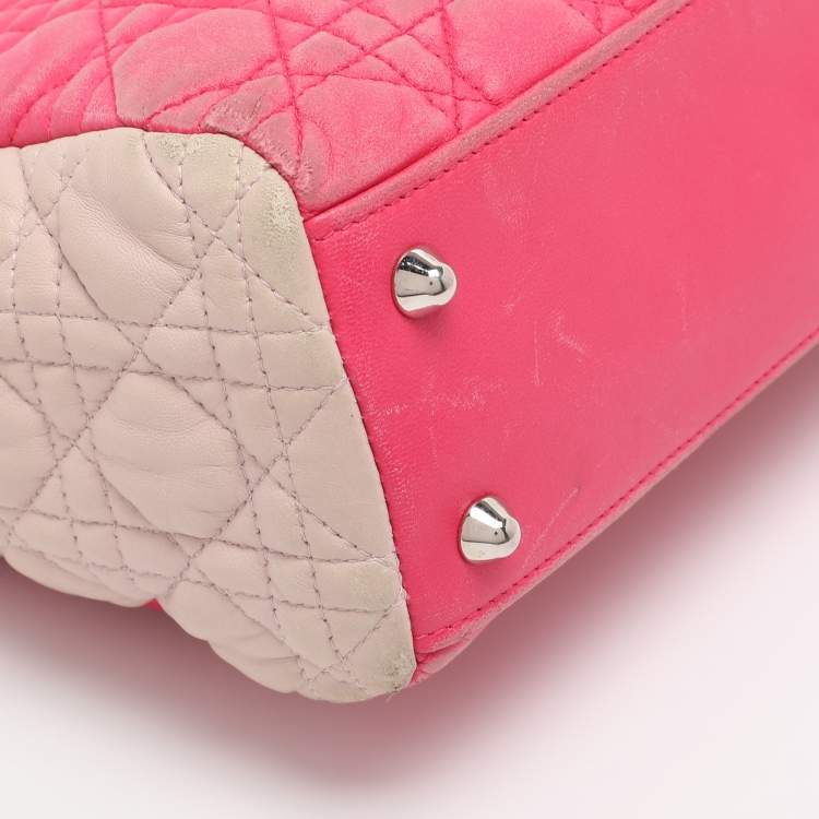 Pre Owned Dior Pink Cannage Leather Small Soft Lady Dior Tote