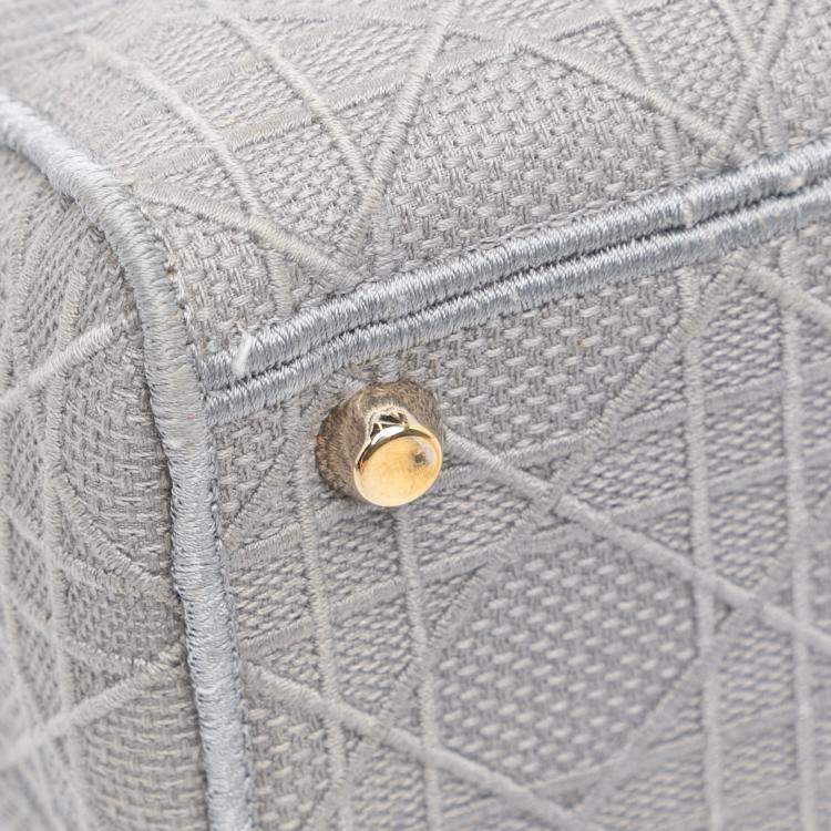 Pre Owned Dior Grey Medium Canvas Cannage Lady D Lite